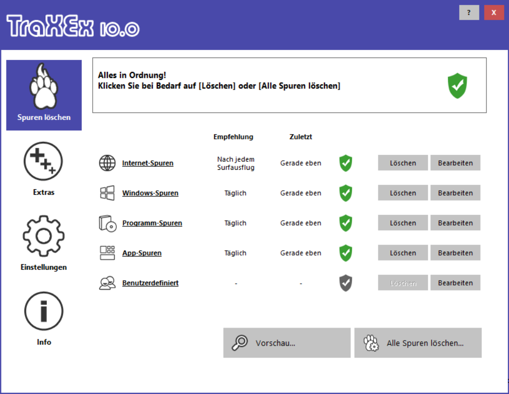 TraXEx 10.0 Hauptansicht